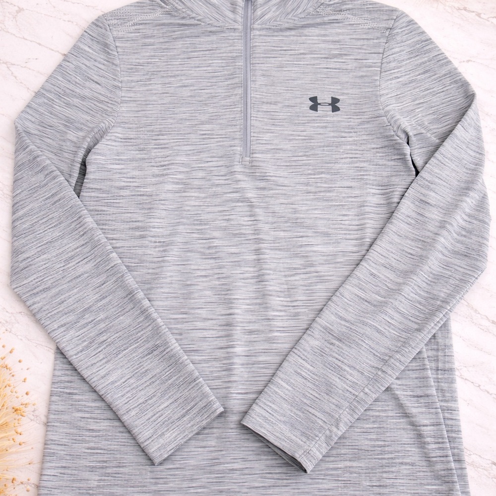 Under Armour Light Gray Heather Quarter-Zip Pullover small